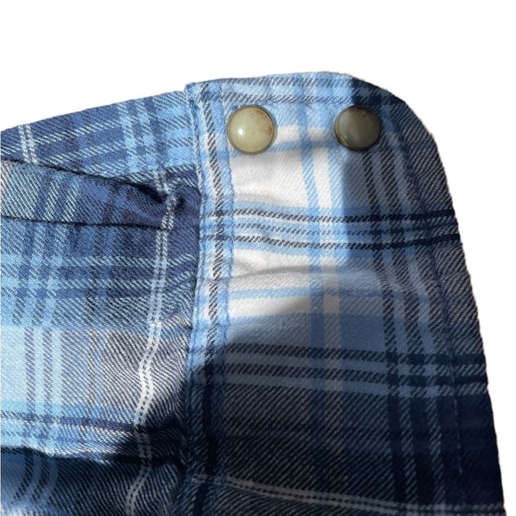 Jachs Girlfriend BAE blue plaid long sleeve snap button down cotton flannel med - Picture 8 of 15